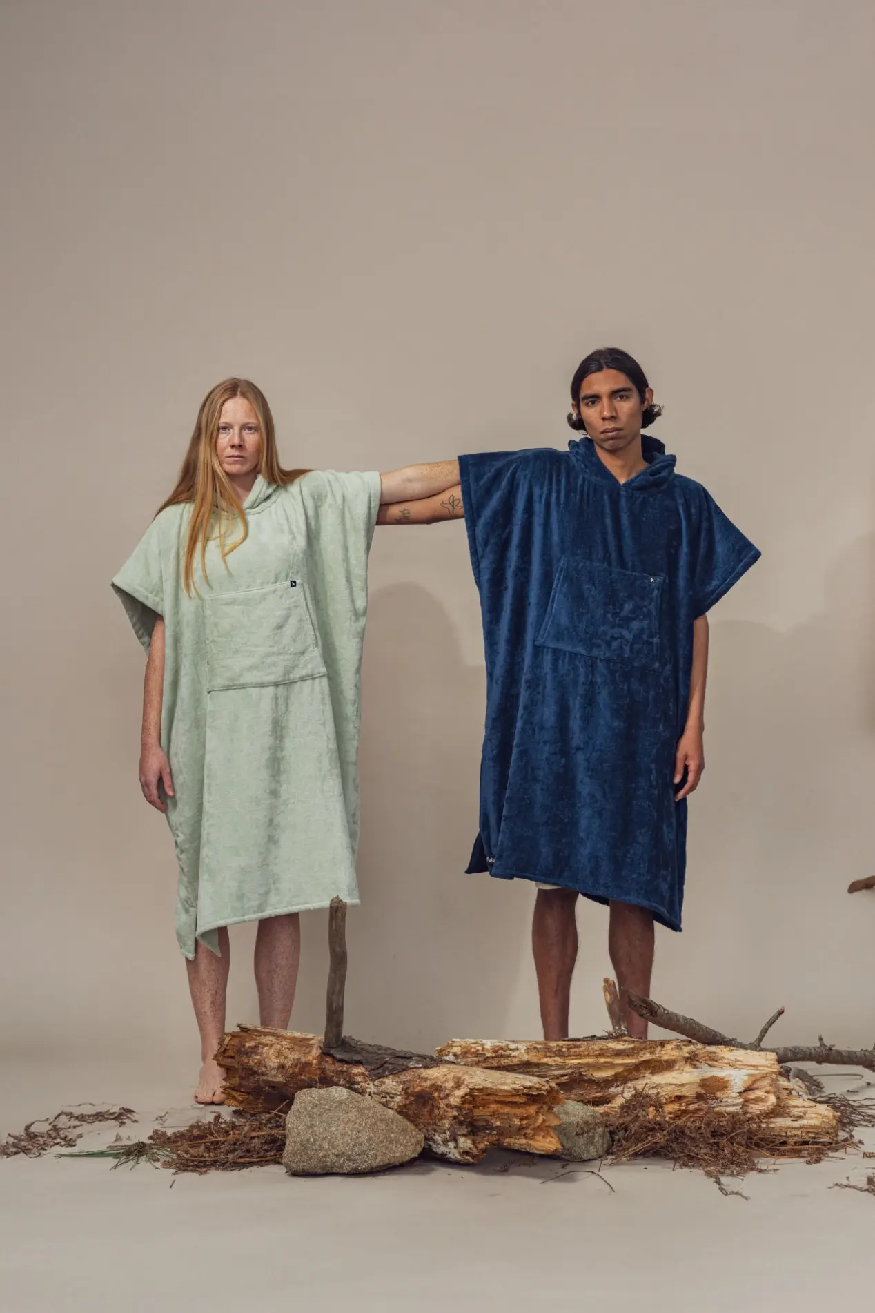 Futah - Ericeira Green Terry Poncho (2)